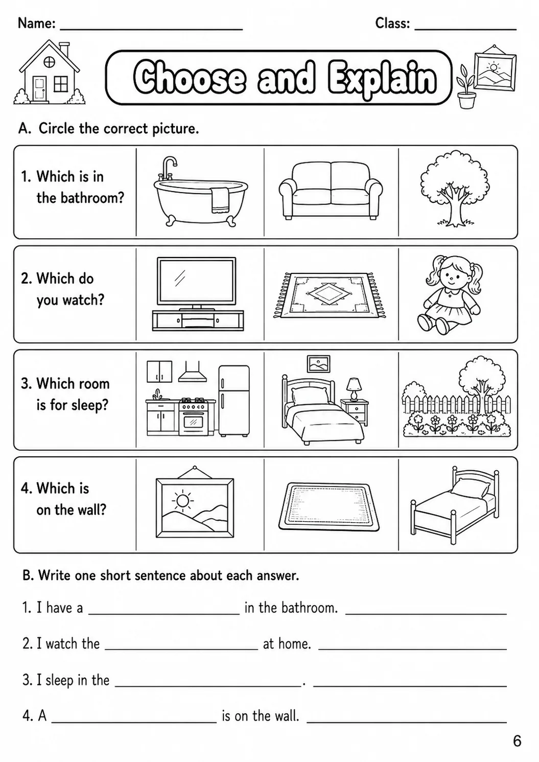 The Home Starters Vocabulary Worksheet Pack page 10 printable worksheet preview