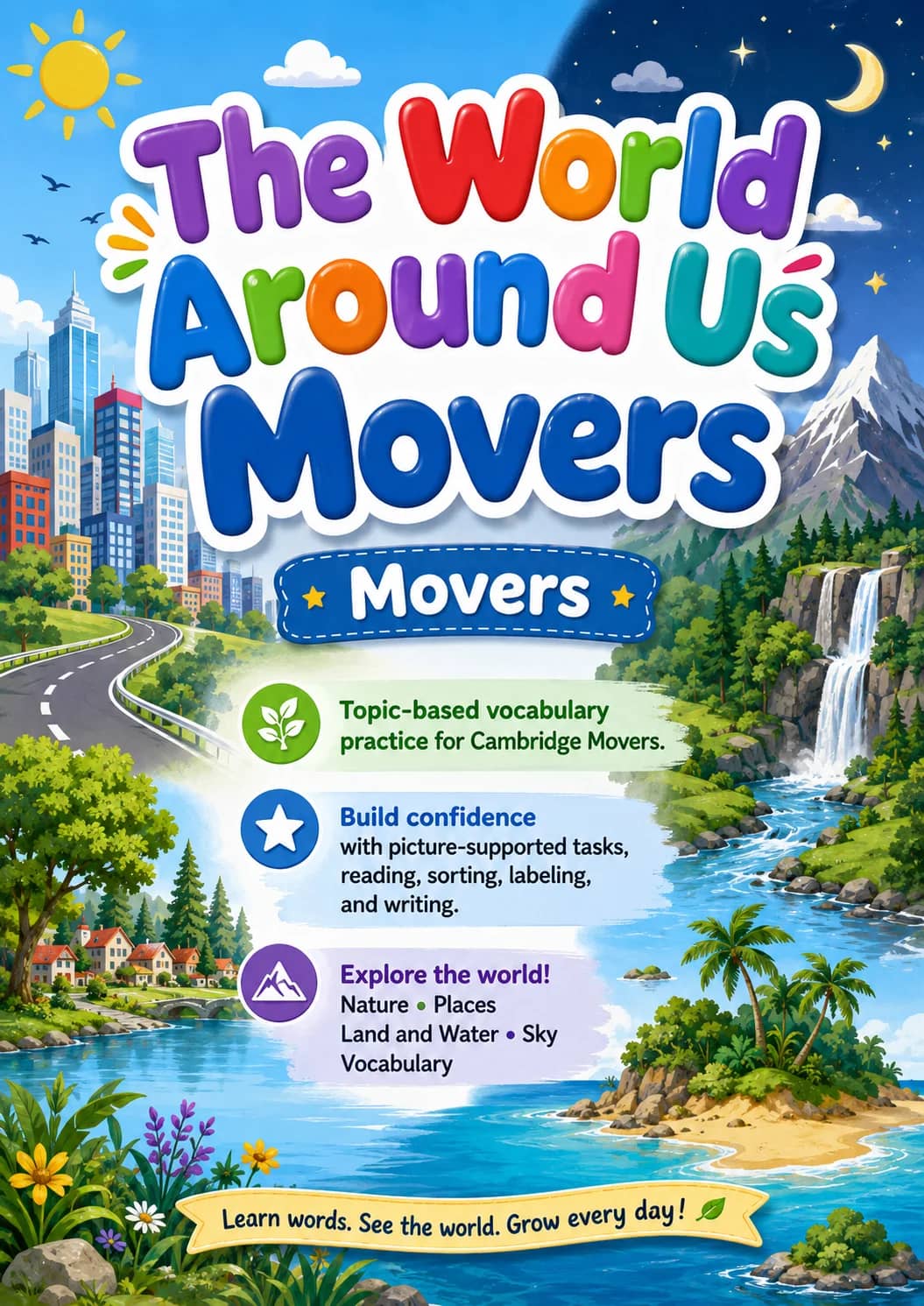 The World Around Us Movers Vocabulary Worksheet Pack printable Movers English worksheet pack preview from KiwiBee