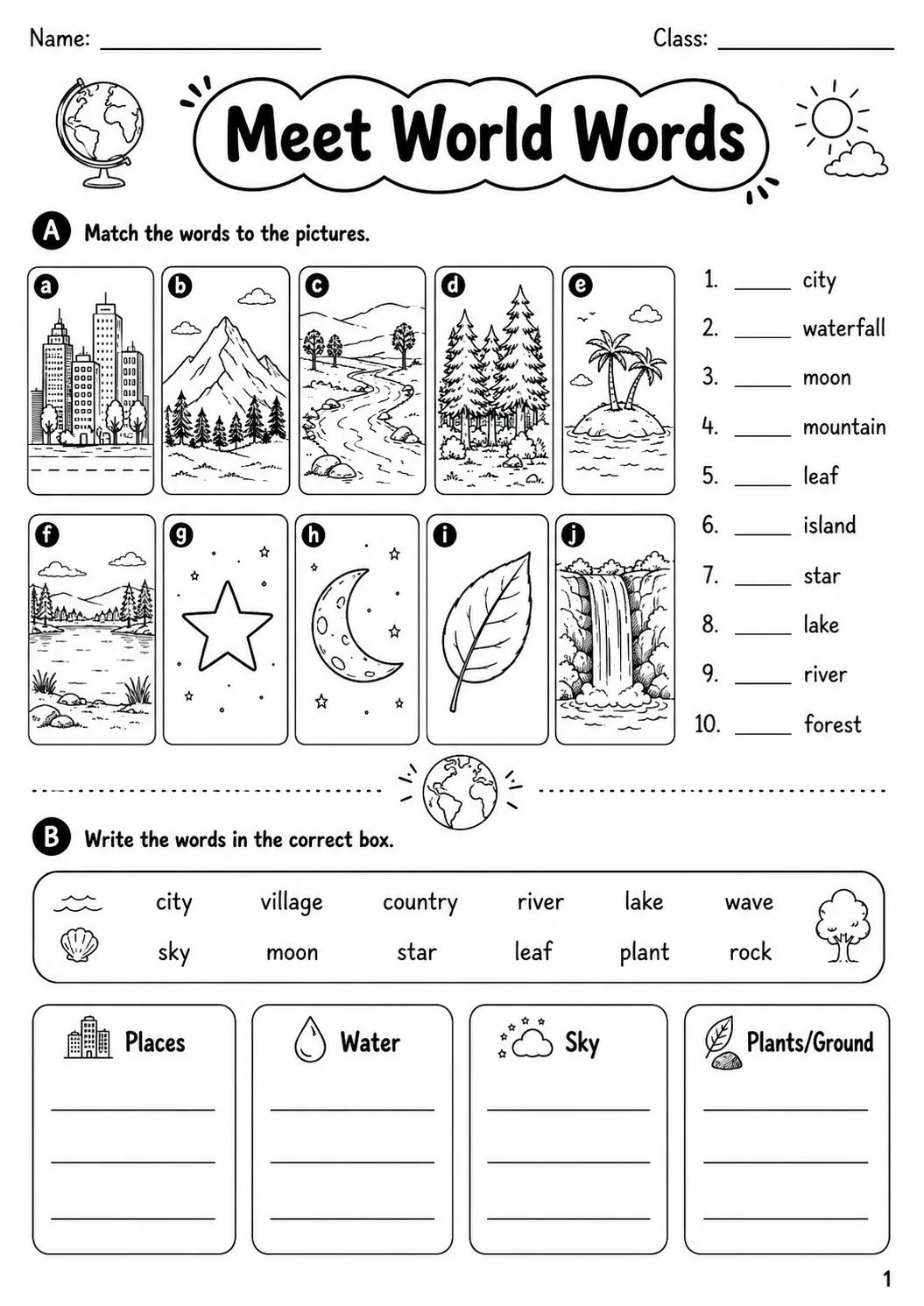 The World Around Us Movers Vocabulary Worksheet Pack page 3 printable worksheet preview