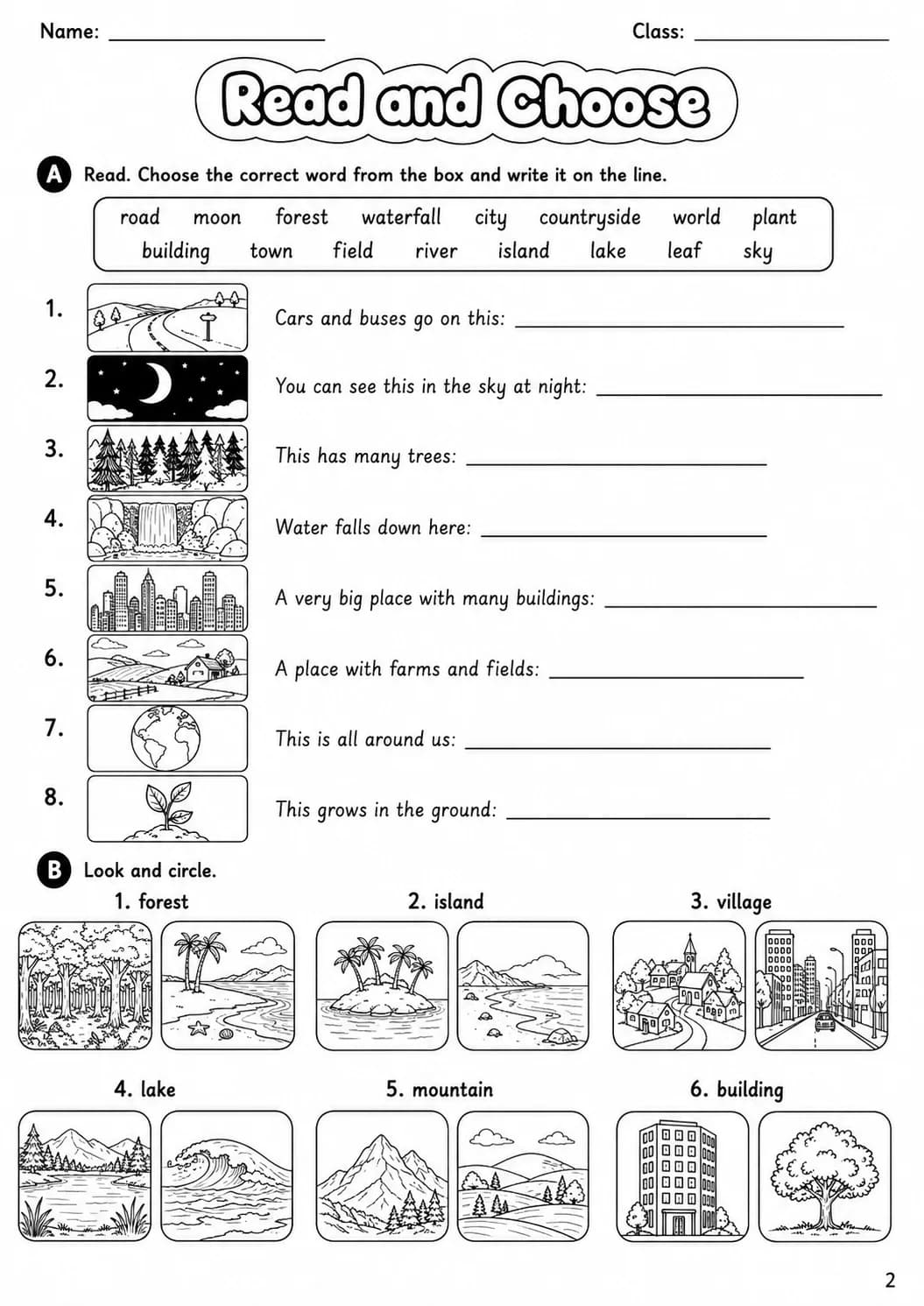 The World Around Us Movers Vocabulary Worksheet Pack page 4 printable worksheet preview