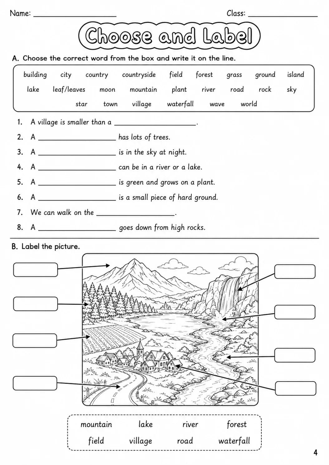 The World Around Us Movers Vocabulary Worksheet Pack page 6 printable worksheet preview
