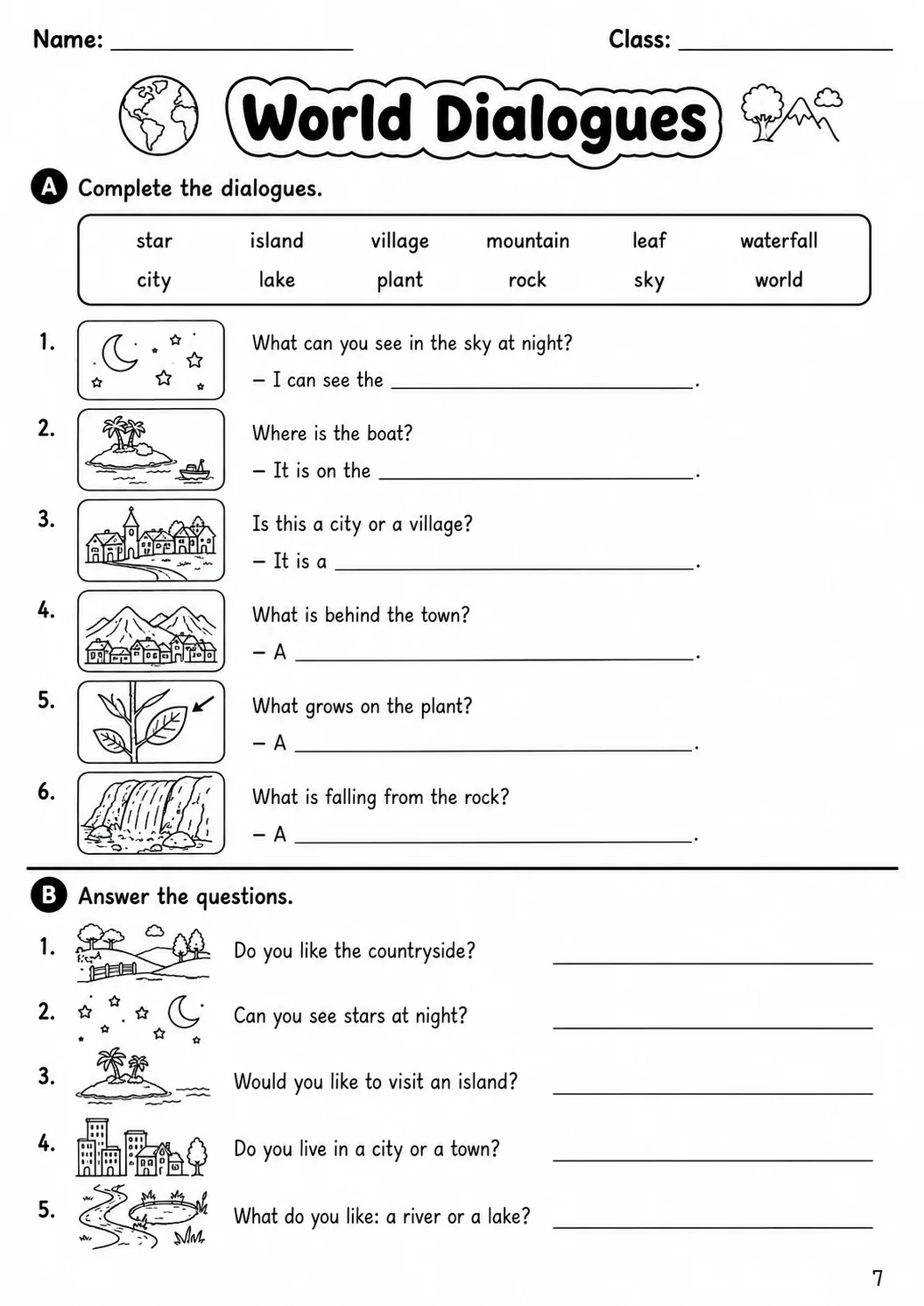 The World Around Us Movers Vocabulary Worksheet Pack page 9 printable worksheet preview