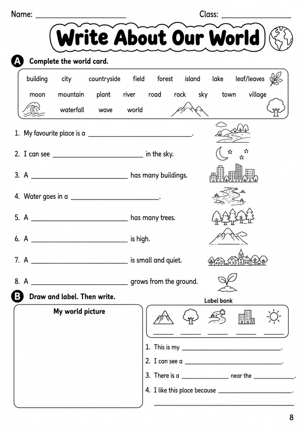 The World Around Us Movers Vocabulary Worksheet Pack page 10 printable worksheet preview