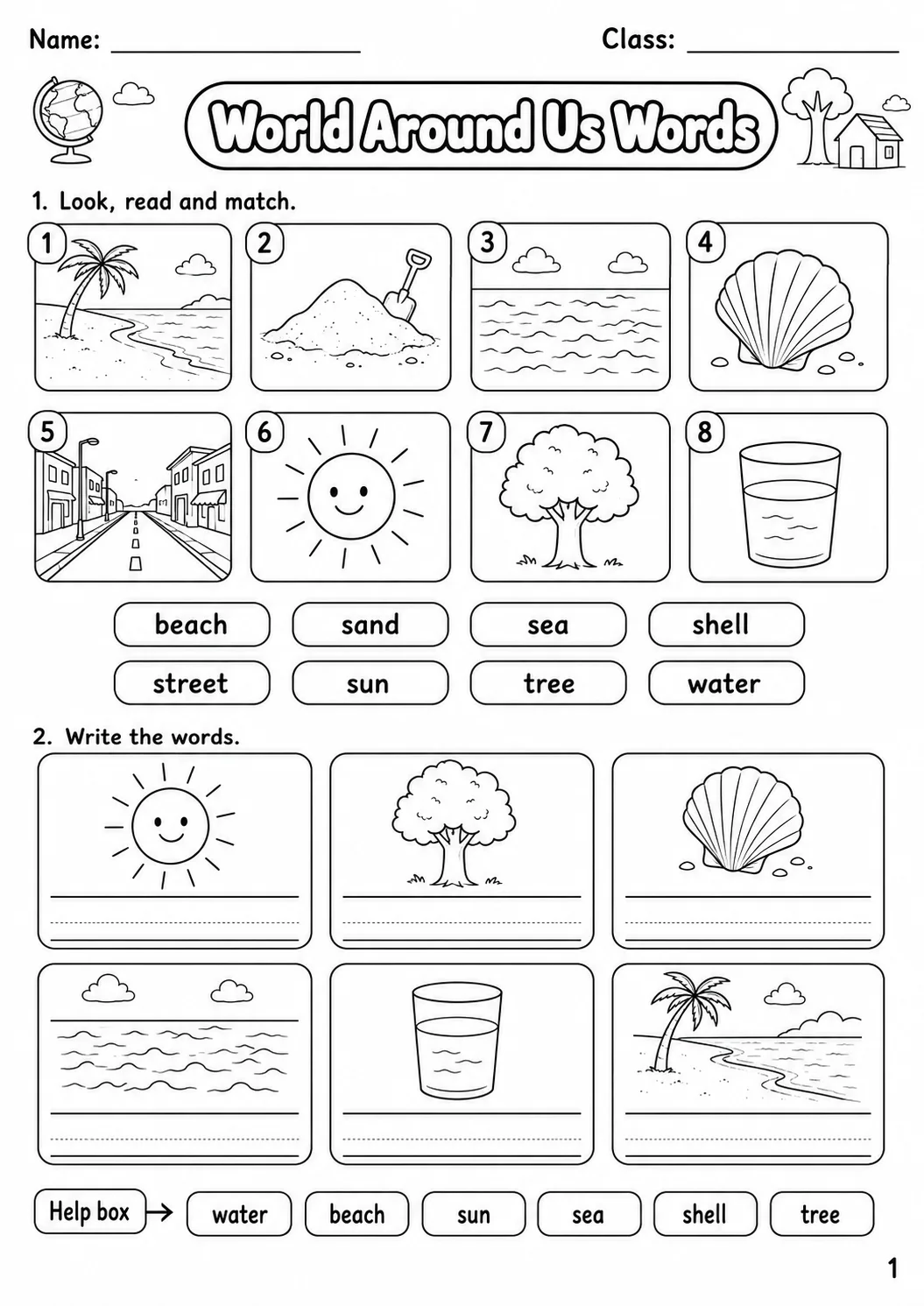 The World Around Us Starters Vocabulary Worksheet Pack page 3 printable worksheet preview