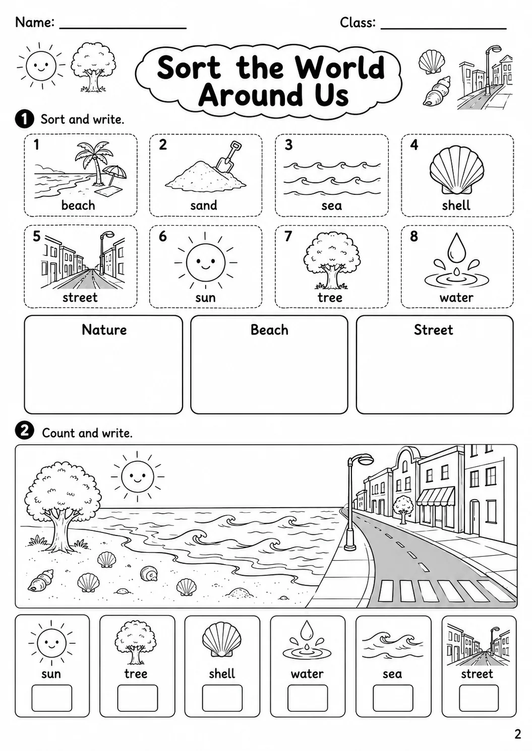 The World Around Us Starters Vocabulary Worksheet Pack page 4 printable worksheet preview