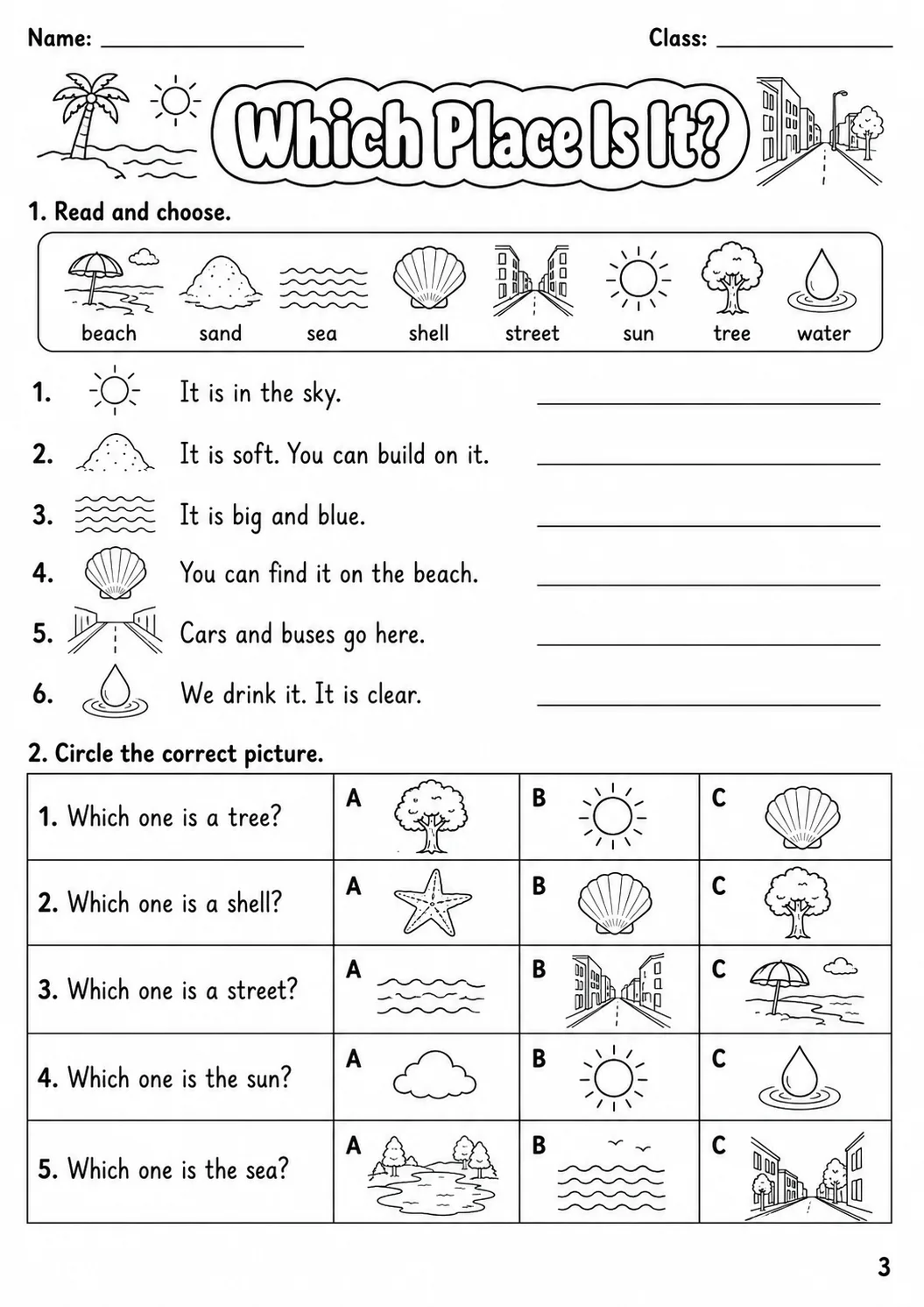 The World Around Us Starters Vocabulary Worksheet Pack page 5 printable worksheet preview