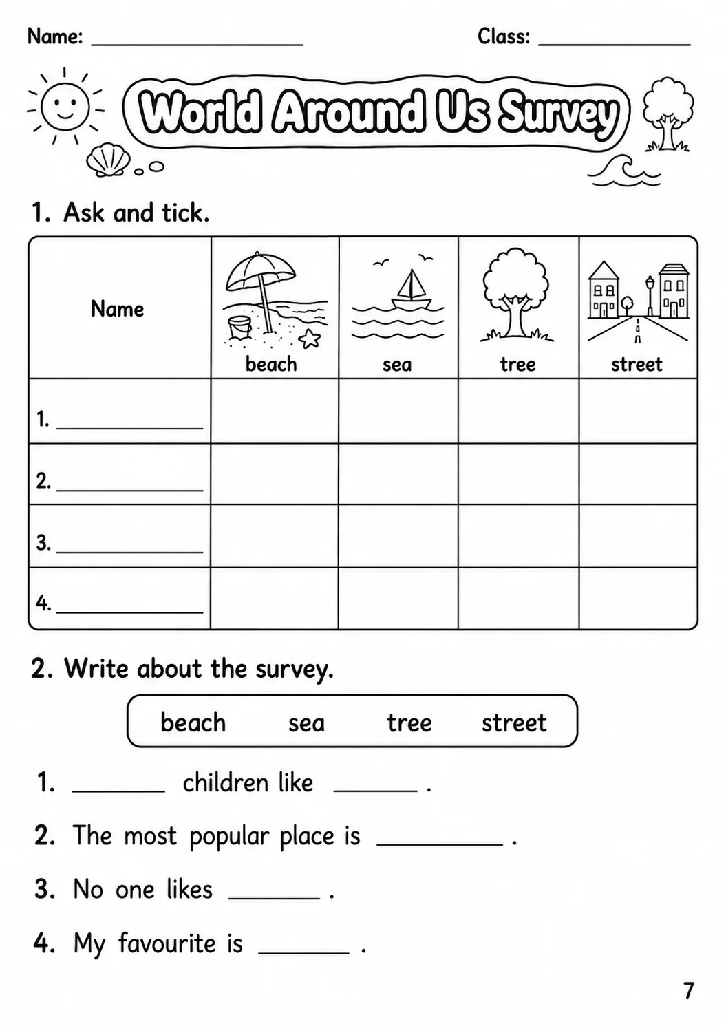 The World Around Us Starters Vocabulary Worksheet Pack page 9 printable worksheet preview