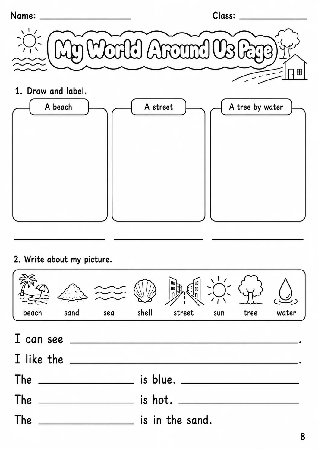 The World Around Us Starters Vocabulary Worksheet Pack page 10 printable worksheet preview