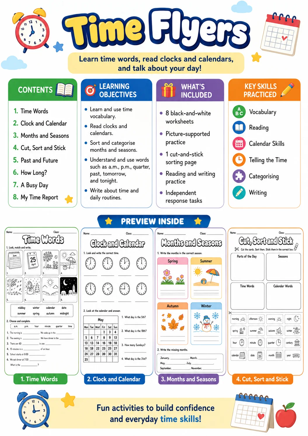 Time Flyers Vocabulary Worksheet Pack page 2 printable worksheet preview