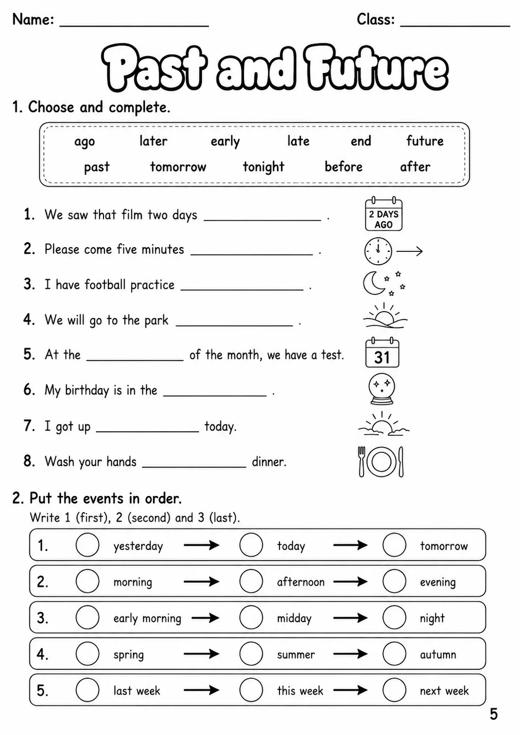 Time Flyers Vocabulary Worksheet Pack page 7 printable worksheet preview