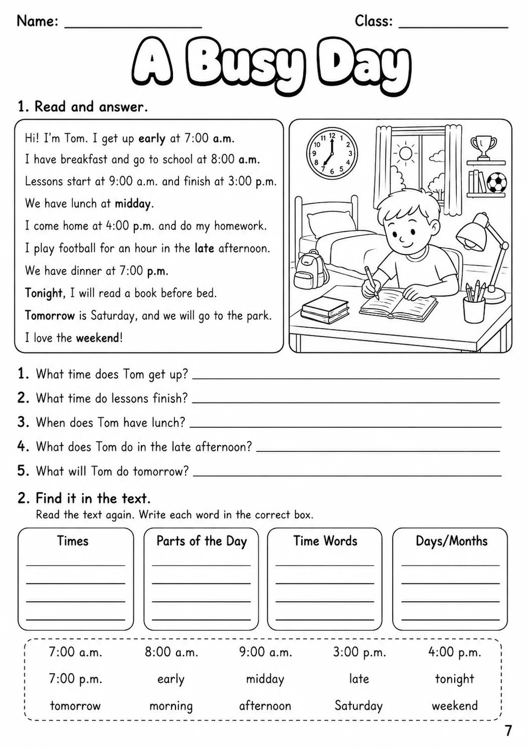 Time Flyers Vocabulary Worksheet Pack page 9 printable worksheet preview