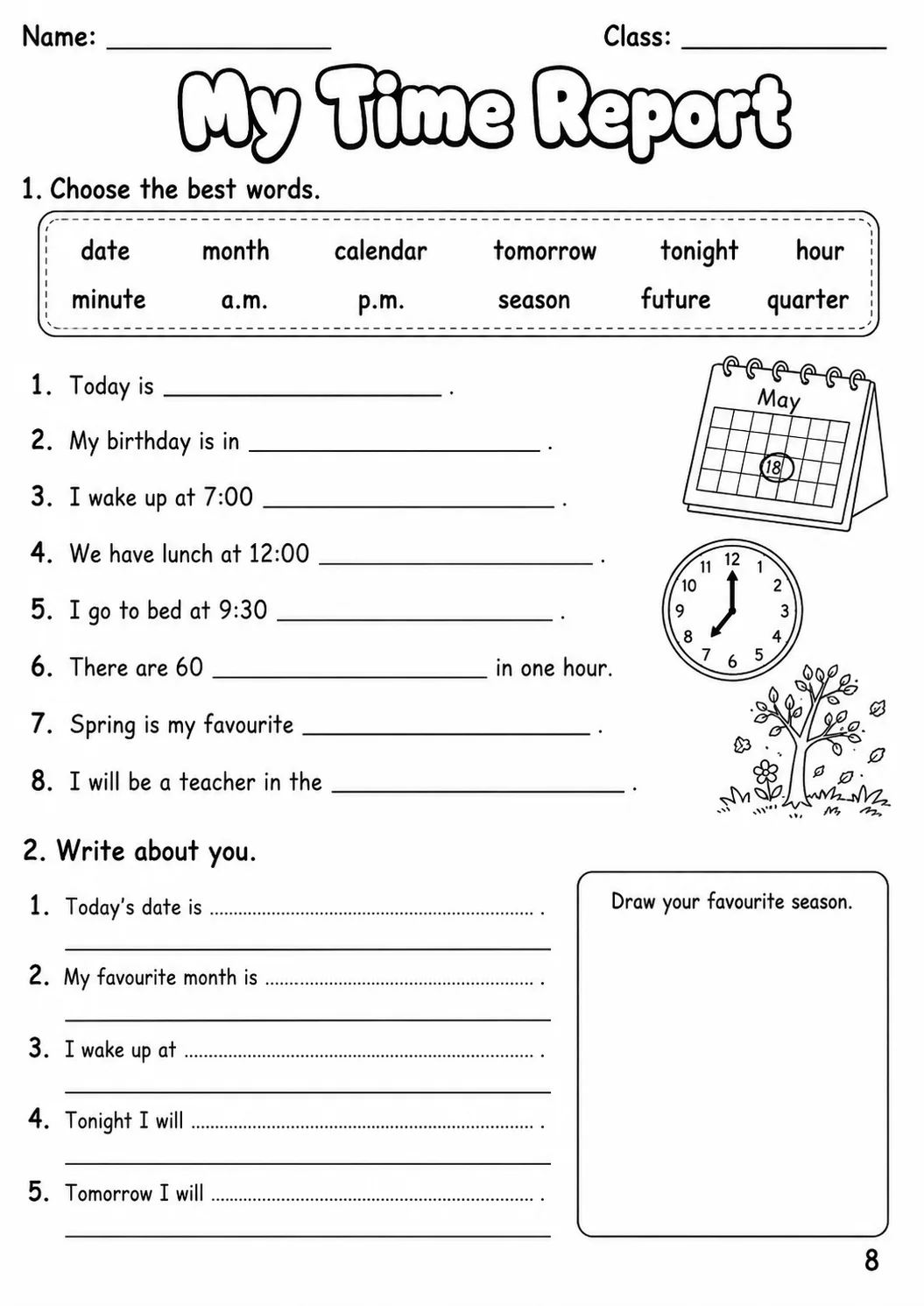 Time Flyers Vocabulary Worksheet Pack page 10 printable worksheet preview