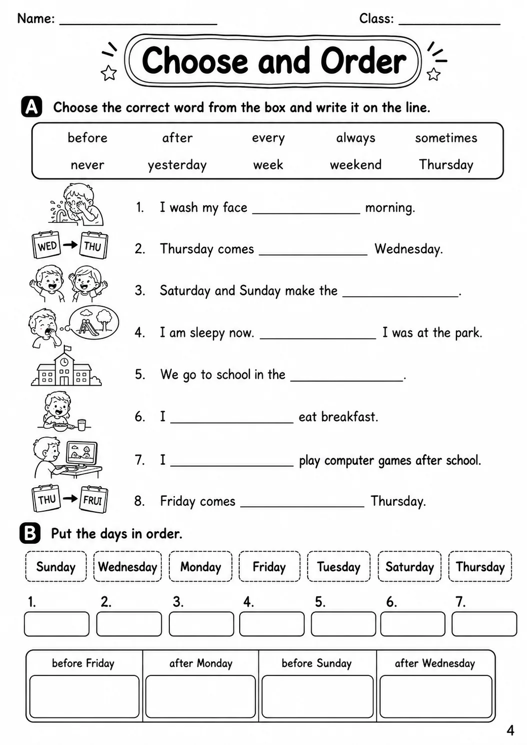 Time Movers Vocabulary Worksheet Pack page 6 printable worksheet preview