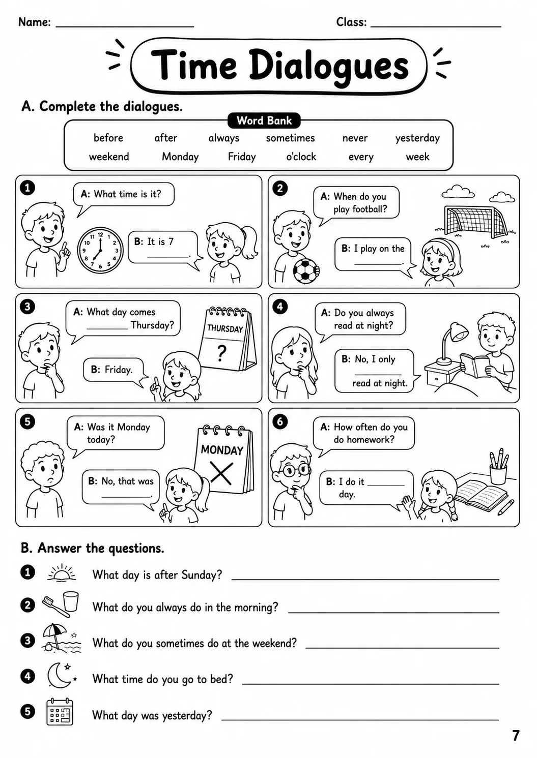 Time Movers Vocabulary Worksheet Pack page 9 printable worksheet preview
