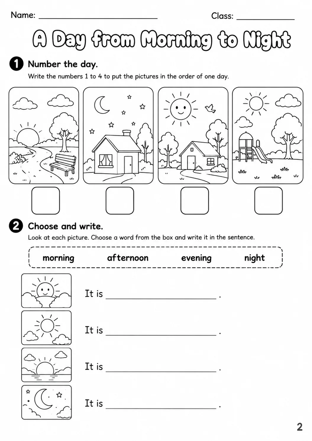 Time Starters Vocabulary Worksheet Pack page 4 printable worksheet preview