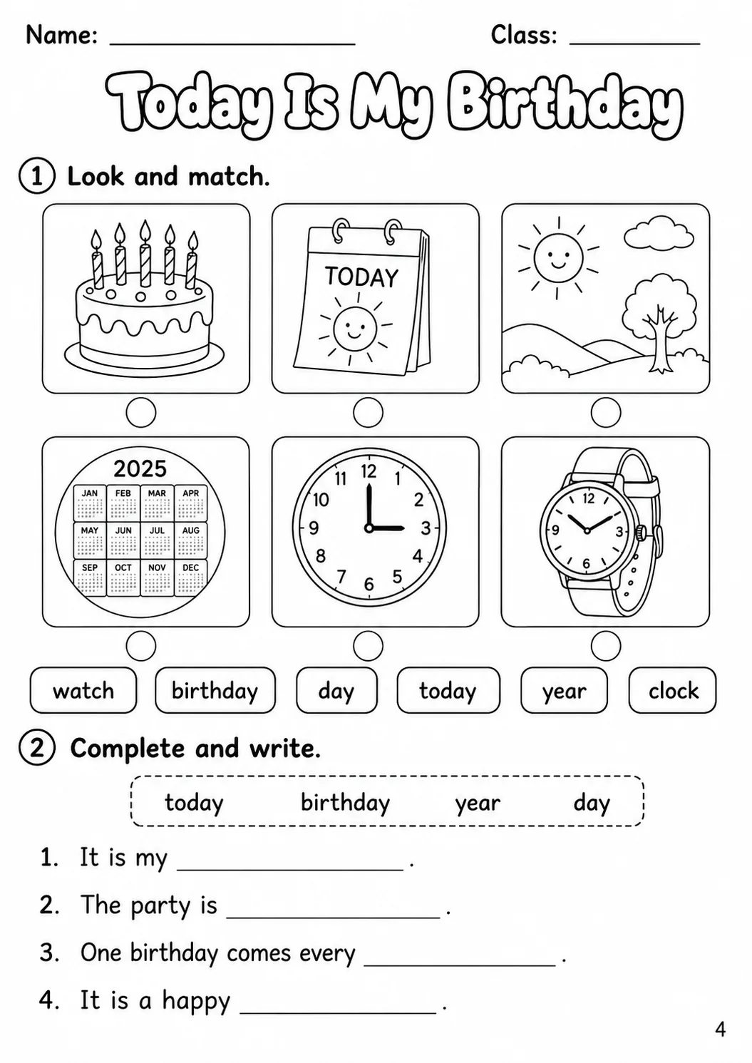 Time Starters Vocabulary Worksheet Pack page 6 printable worksheet preview