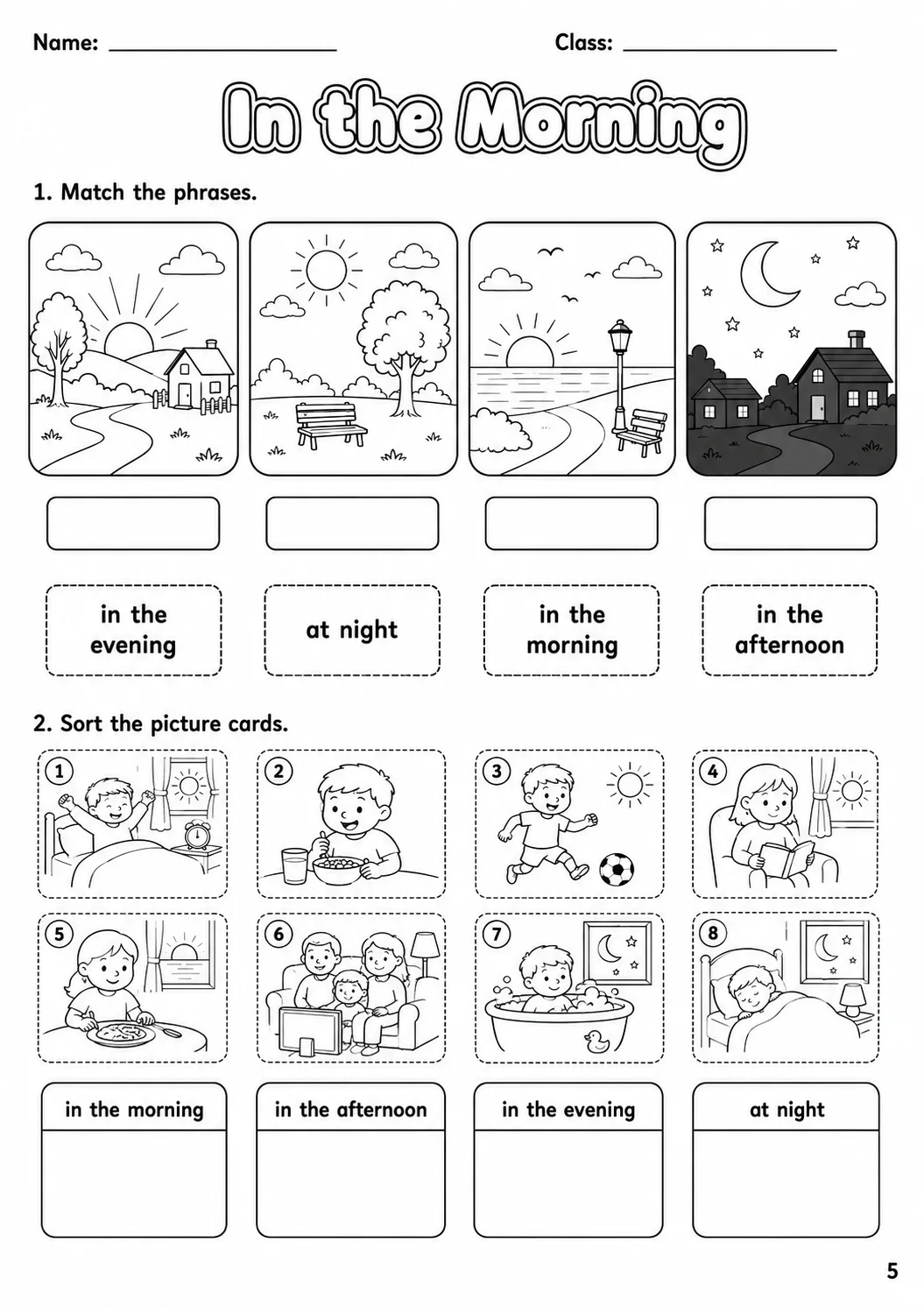 Time Starters Vocabulary Worksheet Pack page 7 printable worksheet preview