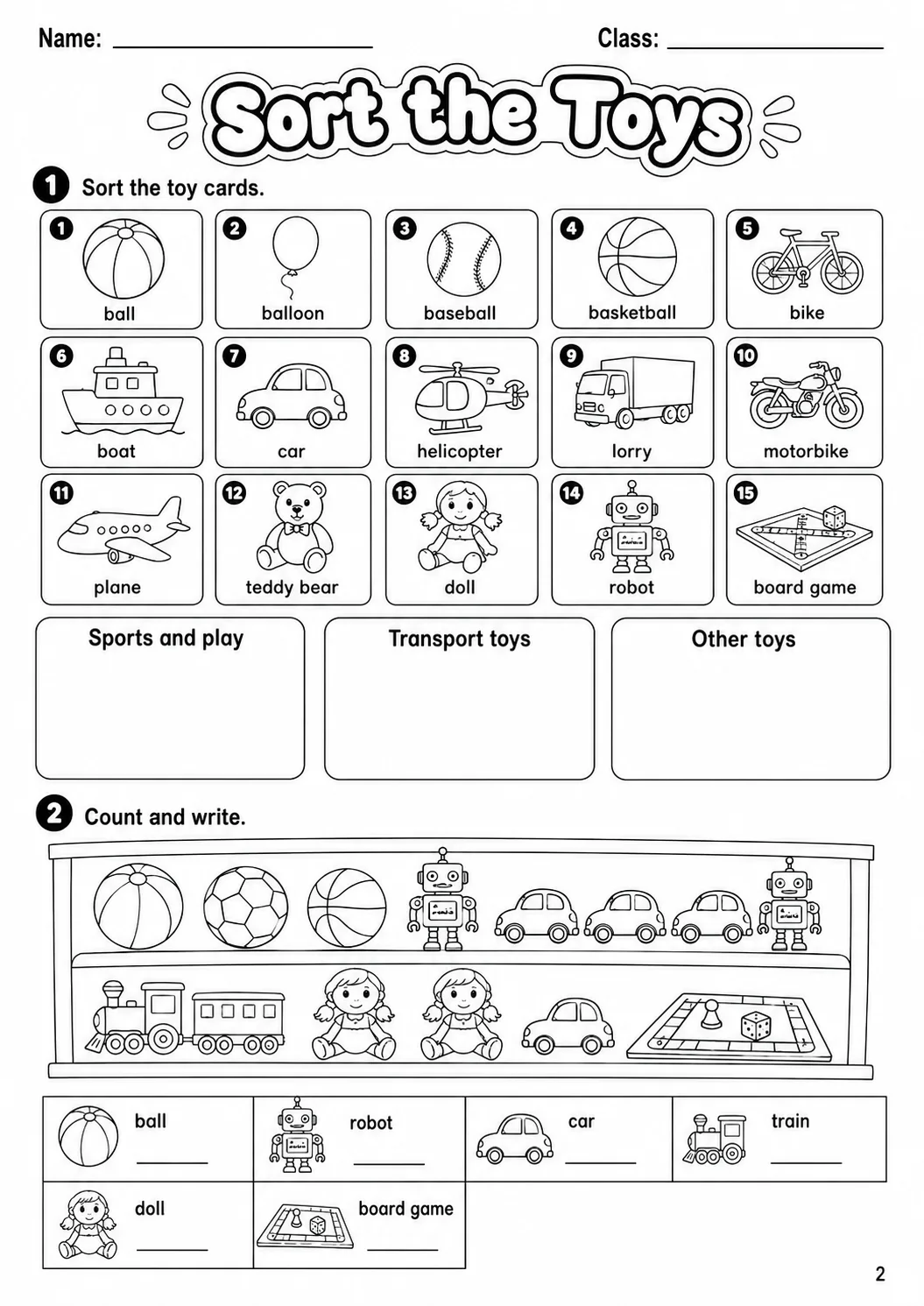 Toys Flyers Vocabulary Worksheet Pack page 4 printable worksheet preview