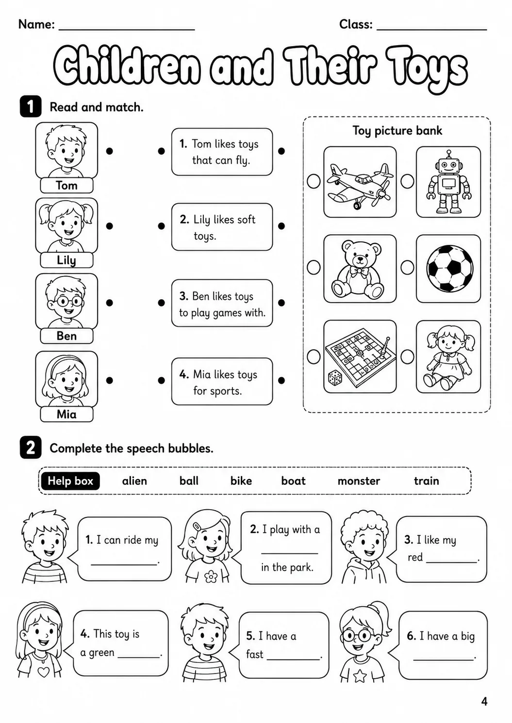 Toys Flyers Vocabulary Worksheet Pack page 6 printable worksheet preview