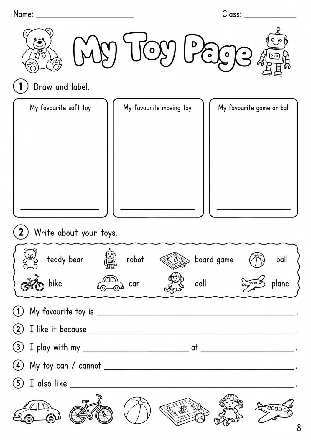 Toys Flyers Vocabulary Worksheet Pack page 10 printable worksheet preview