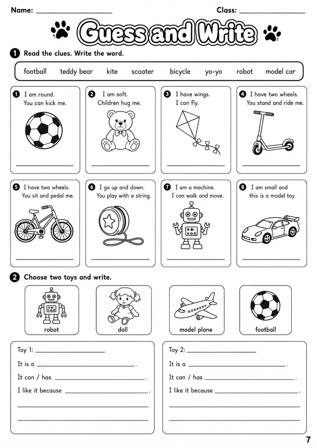 Toys Movers Vocabulary Worksheet Pack page 8 printable worksheet preview
