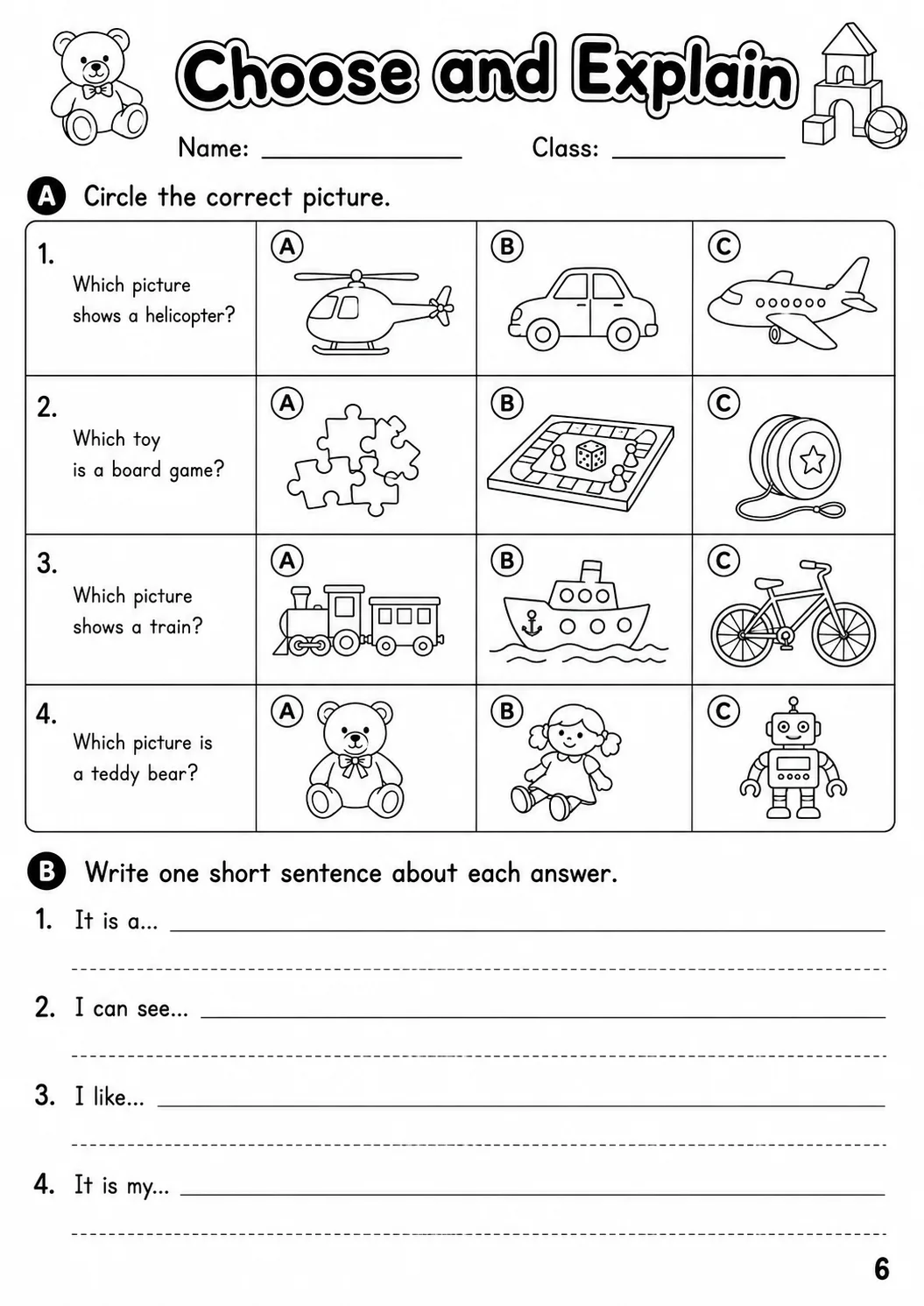 Toys Starters Vocabulary Worksheet Pack page 8 printable worksheet preview