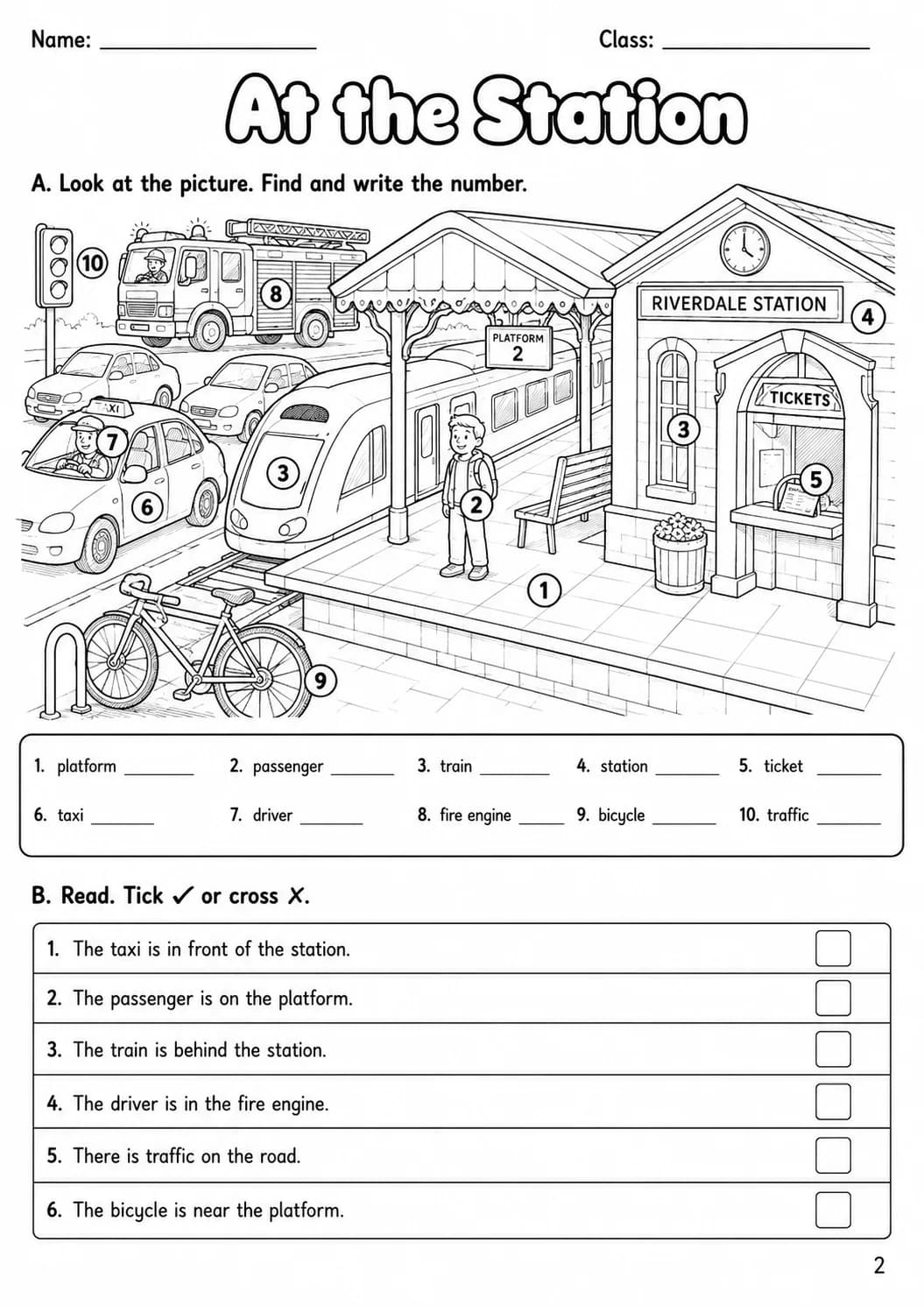 Transport Flyers Vocabulary Worksheet Pack page 4 printable worksheet preview