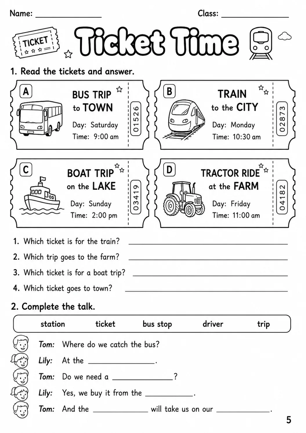 Transport Movers Vocabulary Worksheet Pack page 5 printable worksheet preview