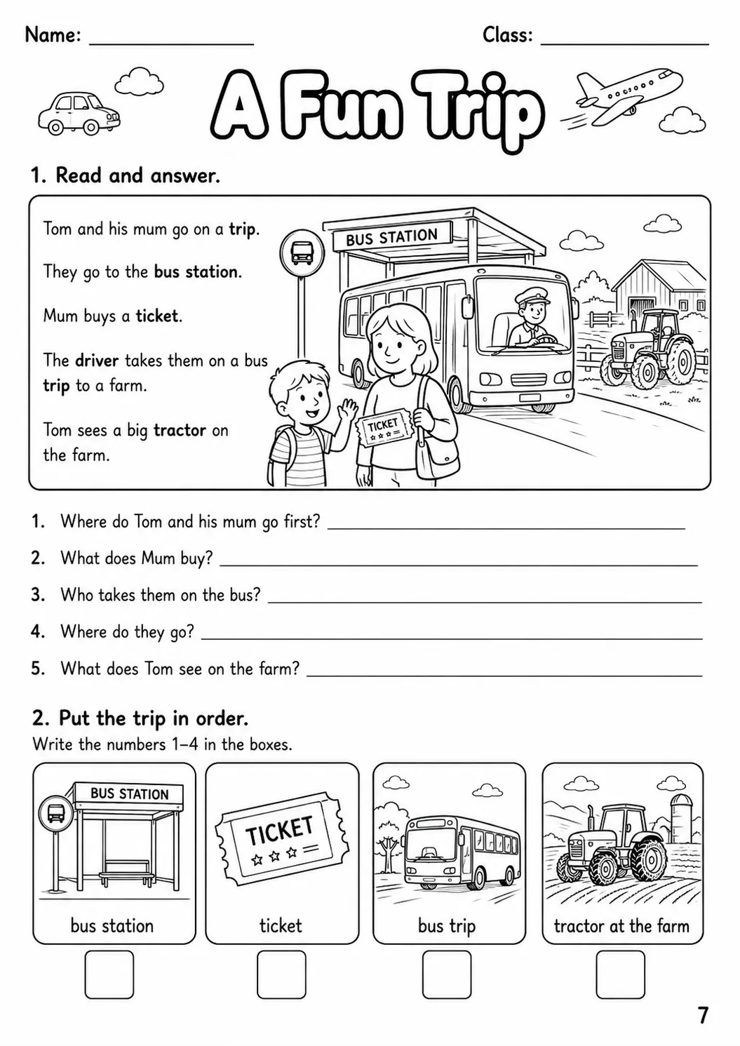 Transport Movers Vocabulary Worksheet Pack page 9 printable worksheet preview