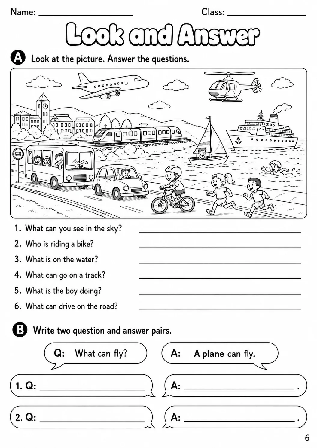 Transport Starters Vocabulary Worksheet Pack page 8 printable worksheet preview