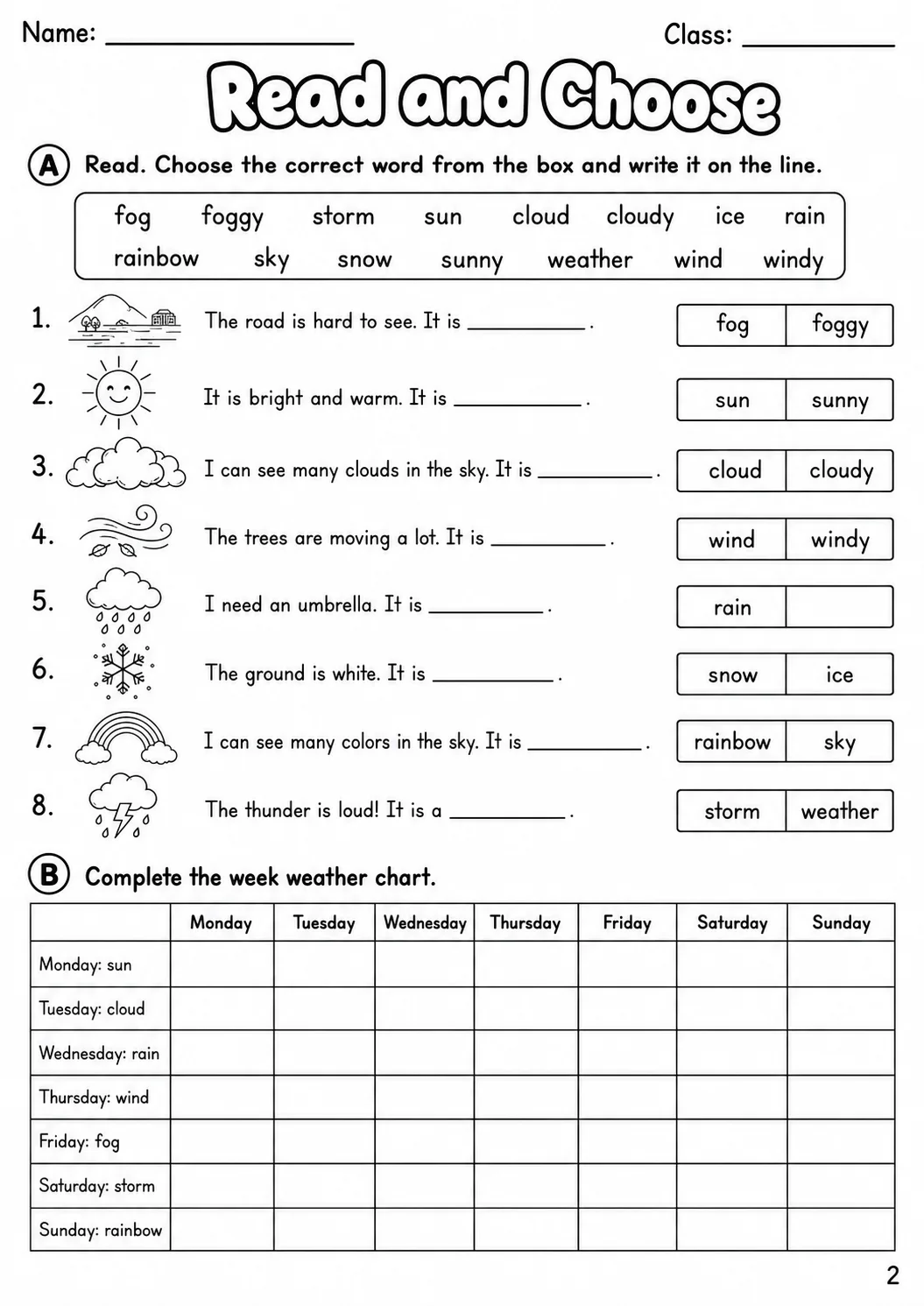 Weather Flyers Vocabulary Worksheet Pack page 4 printable worksheet preview