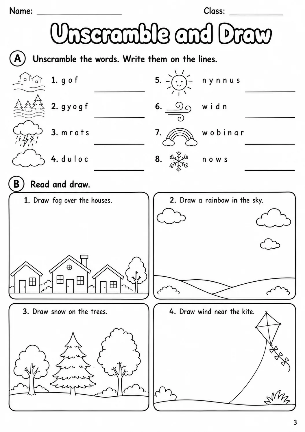 Weather Flyers Vocabulary Worksheet Pack page 5 printable worksheet preview