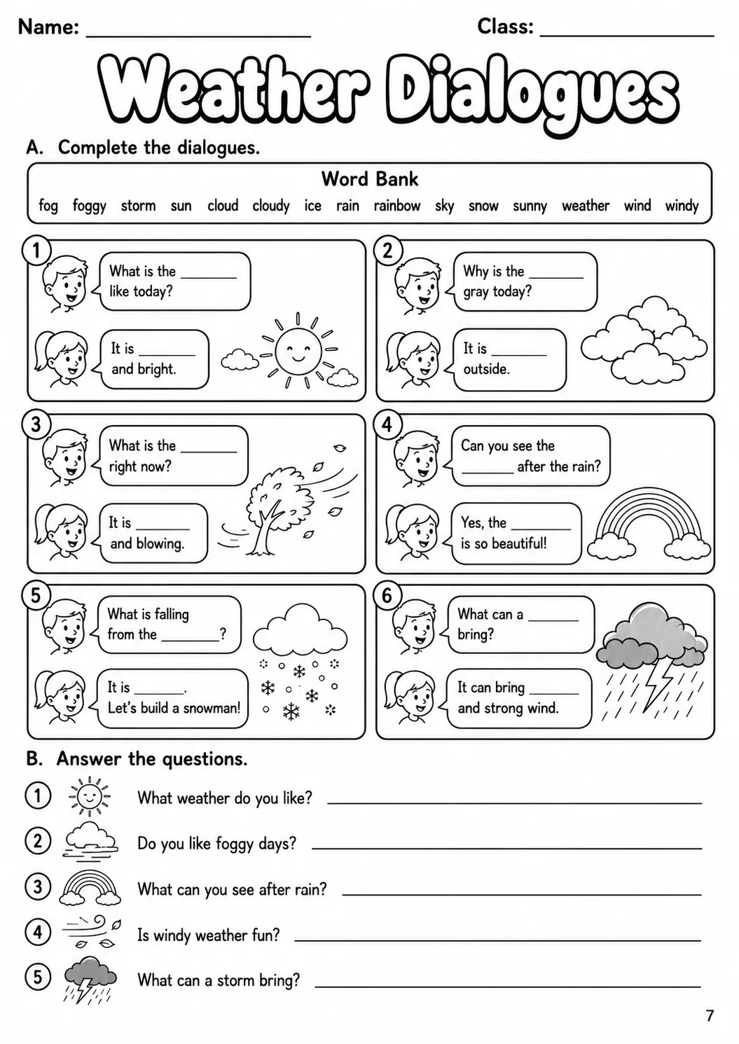 Weather Flyers Vocabulary Worksheet Pack page 9 printable worksheet preview