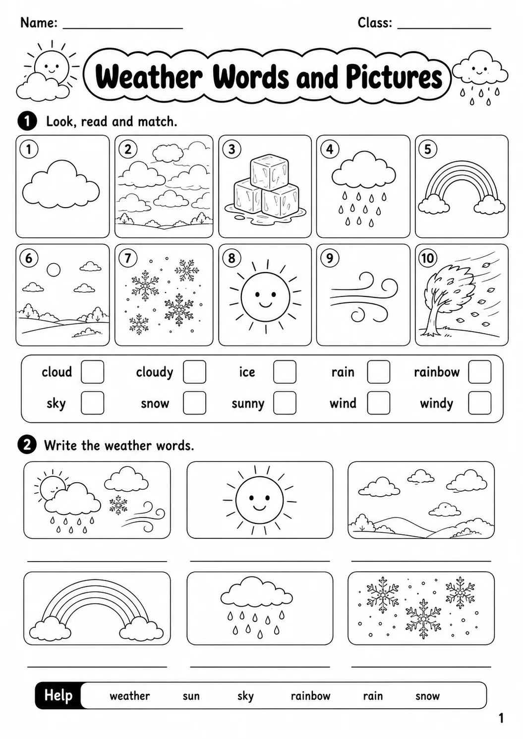 Weather Movers Vocabulary Worksheet Pack page 3 printable worksheet preview