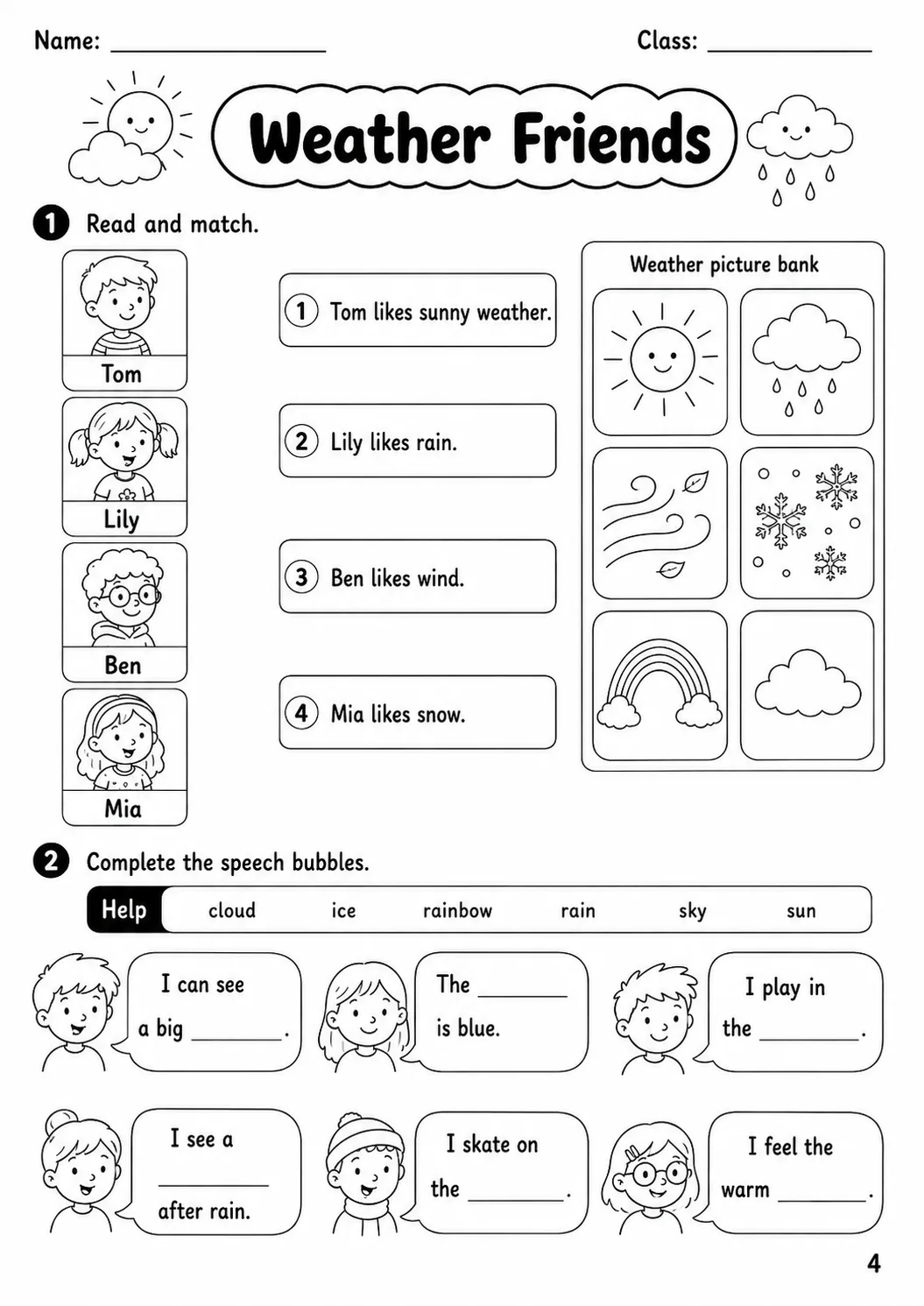 Weather Movers Vocabulary Worksheet Pack page 6 printable worksheet preview