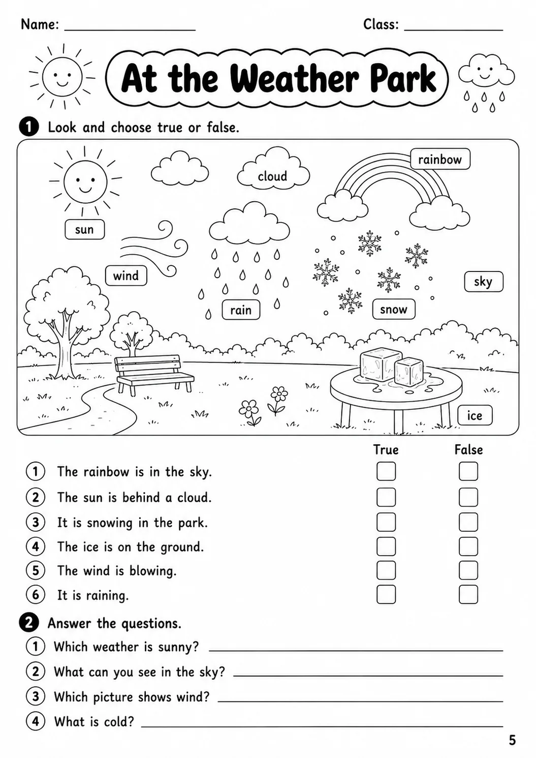 Weather Movers Vocabulary Worksheet Pack page 7 printable worksheet preview