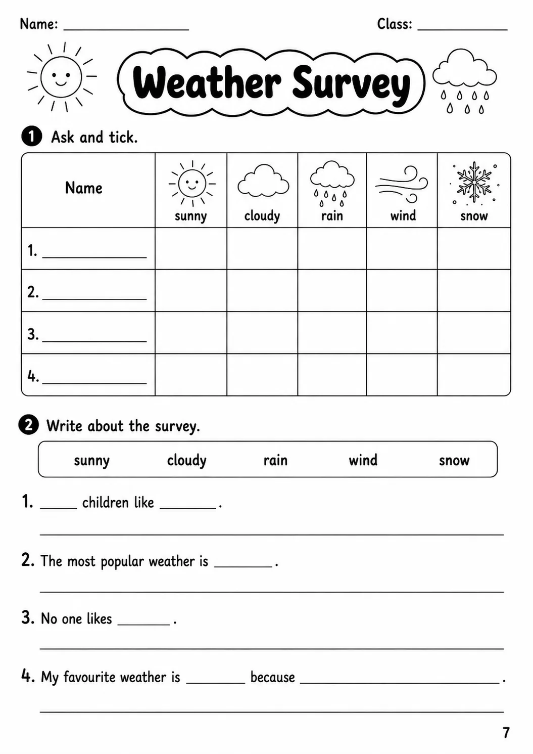 Weather Movers Vocabulary Worksheet Pack page 9 printable worksheet preview