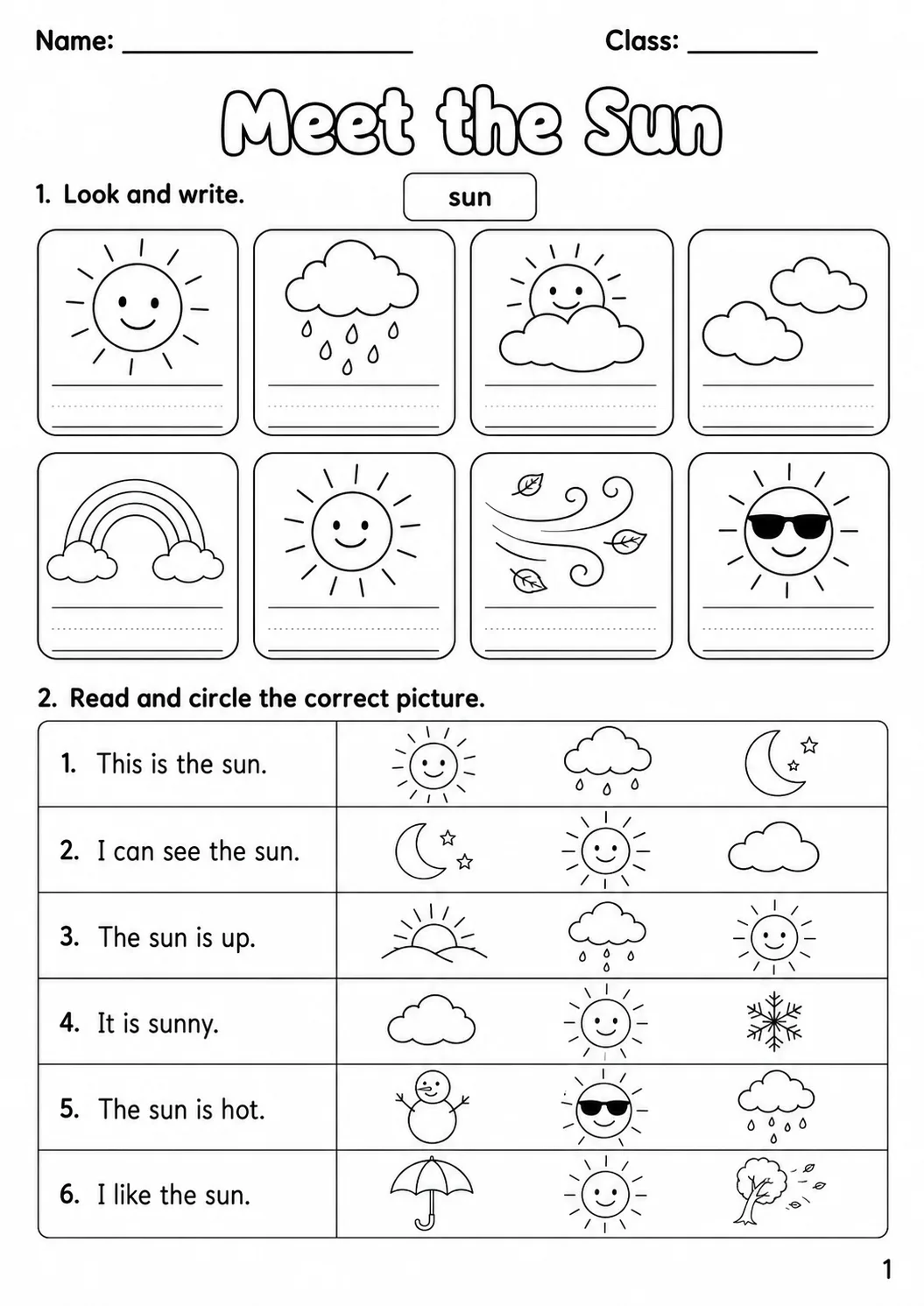 Weather Starters Vocabulary Worksheet Pack page 3 printable worksheet preview