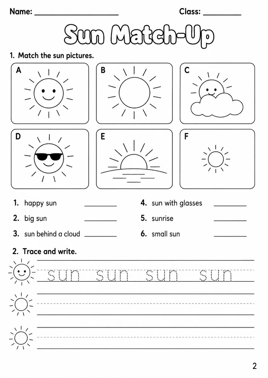 Weather Starters Vocabulary Worksheet Pack page 4 printable worksheet preview