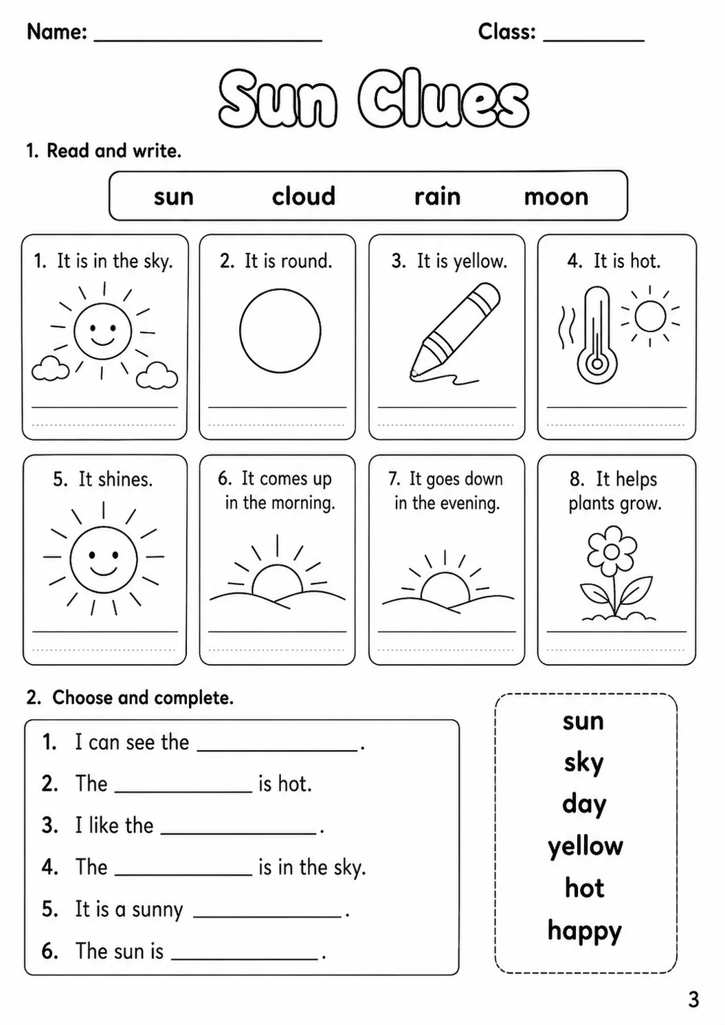 Weather Starters Vocabulary Worksheet Pack page 5 printable worksheet preview