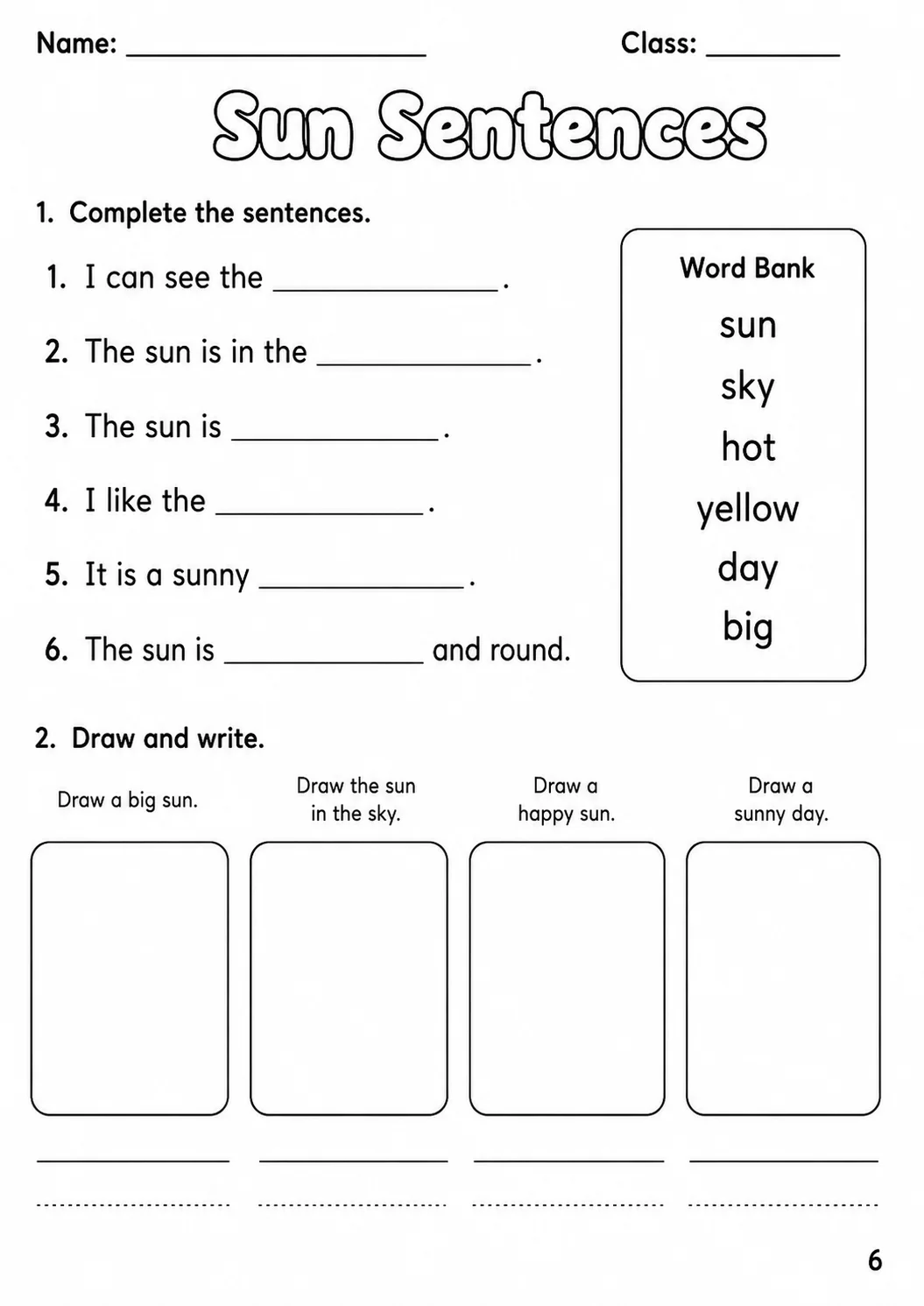 Weather Starters Vocabulary Worksheet Pack page 8 printable worksheet preview