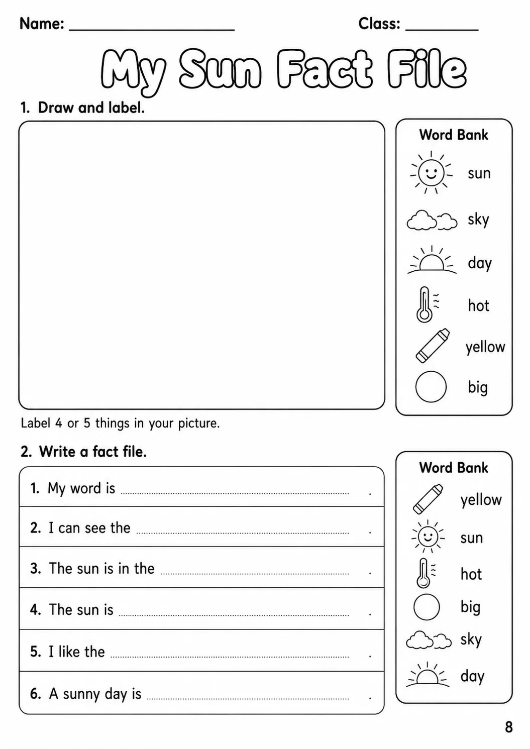 Weather Starters Vocabulary Worksheet Pack page 10 printable worksheet preview