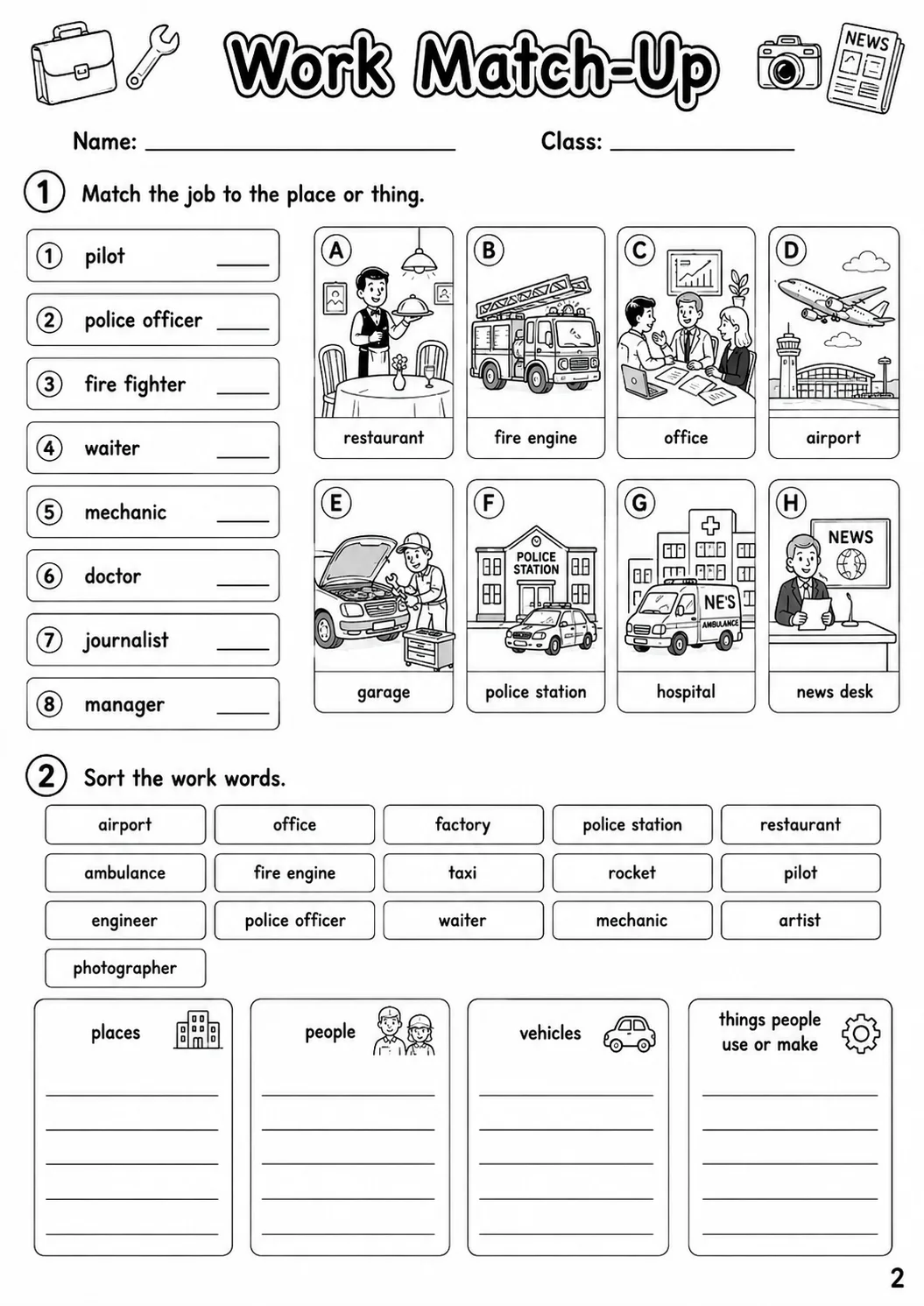 Work Flyers Vocabulary Worksheet Pack page 4 printable worksheet preview