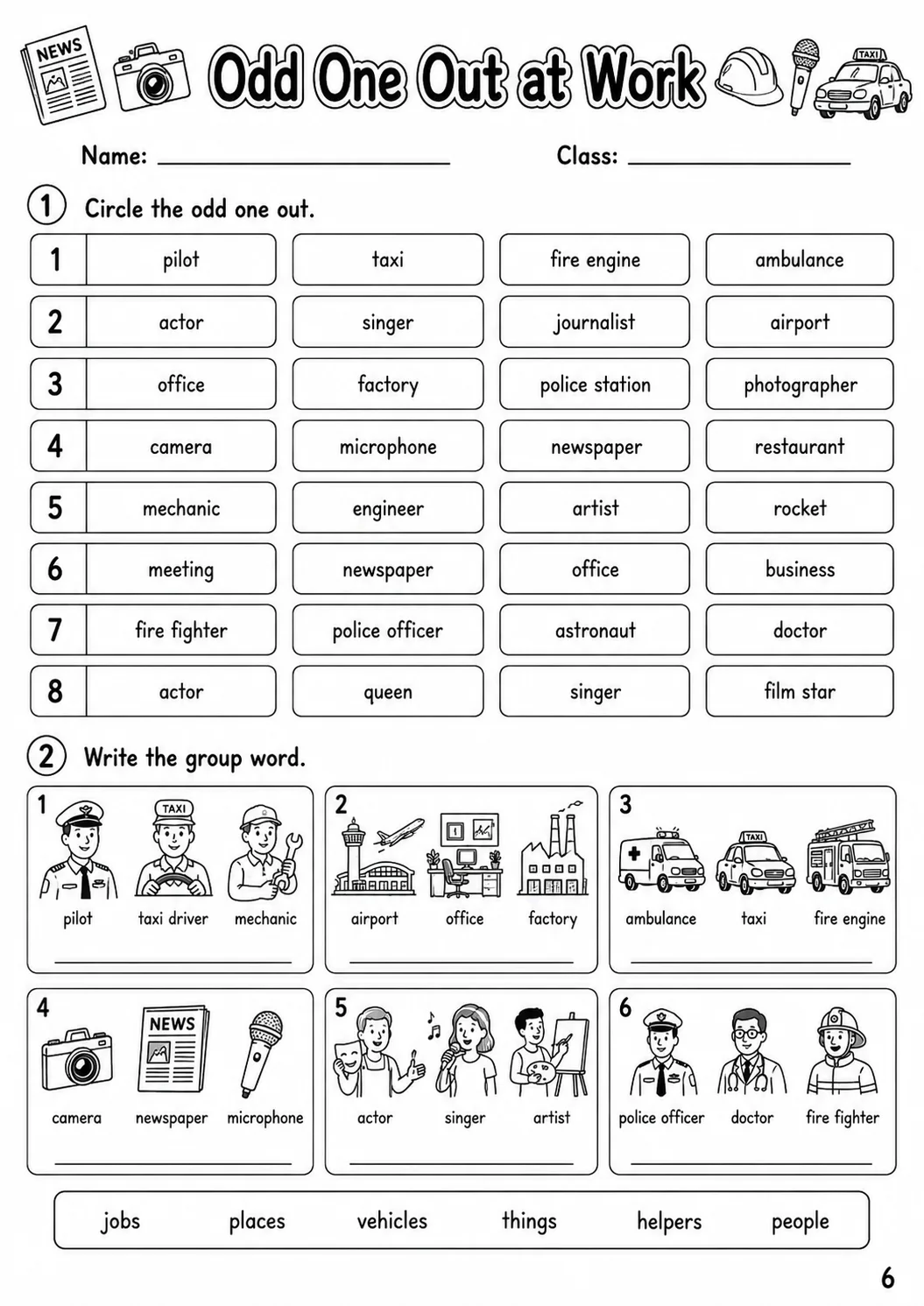 Work Flyers Vocabulary Worksheet Pack page 8 printable worksheet preview