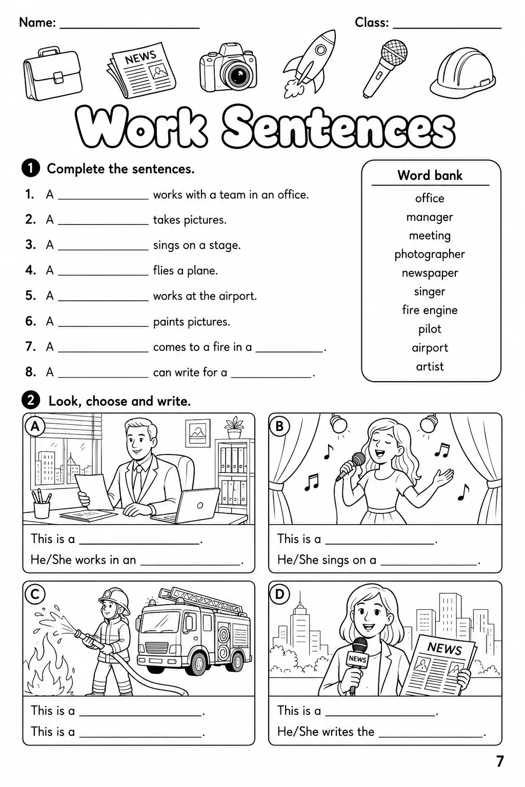 Work Flyers Vocabulary Worksheet Pack page 9 printable worksheet preview