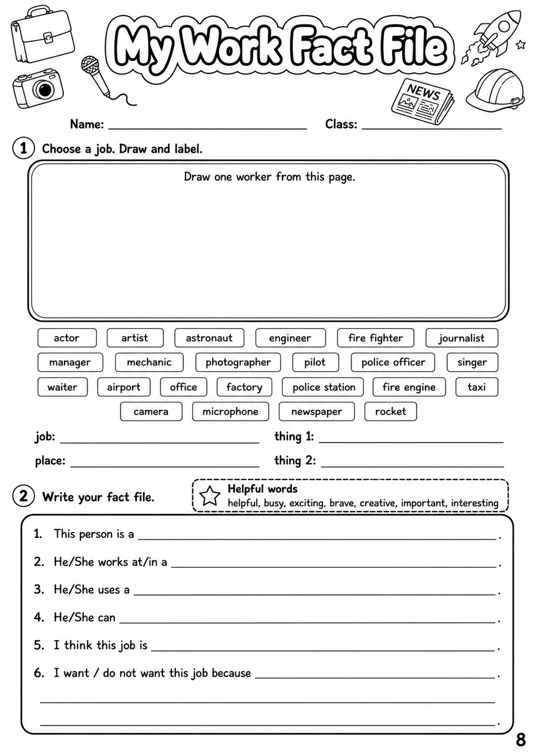 Work Flyers Vocabulary Worksheet Pack page 10 printable worksheet preview