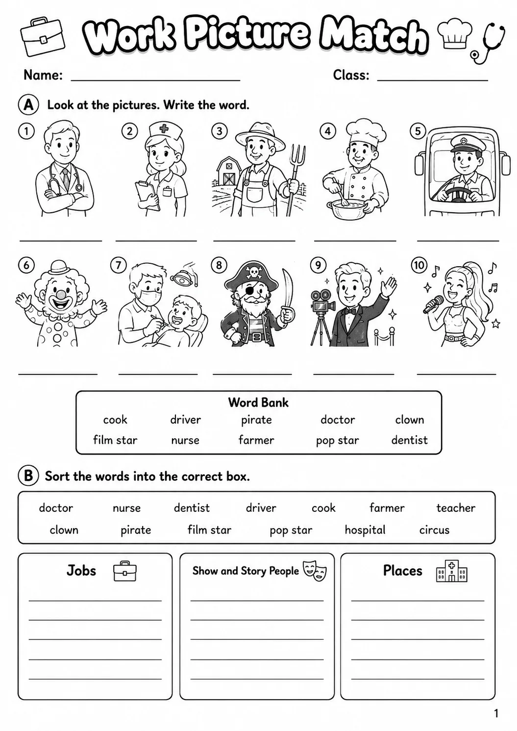 Work Movers Vocabulary Worksheet Pack page 3 printable worksheet preview