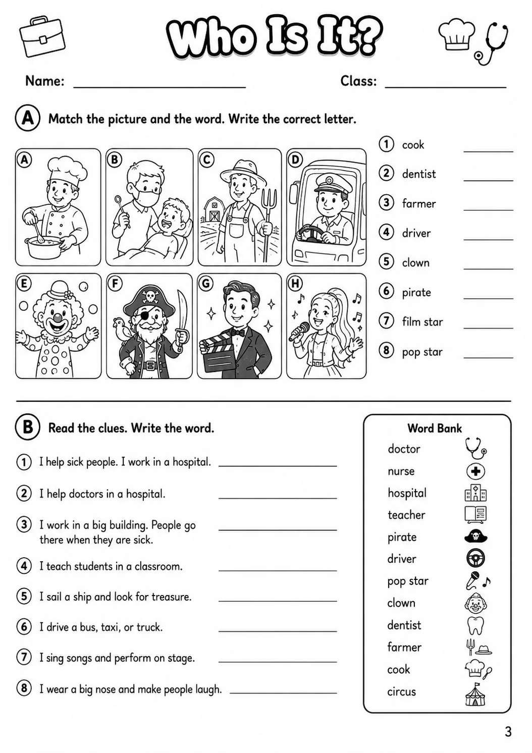 Work Movers Vocabulary Worksheet Pack page 6 printable worksheet preview