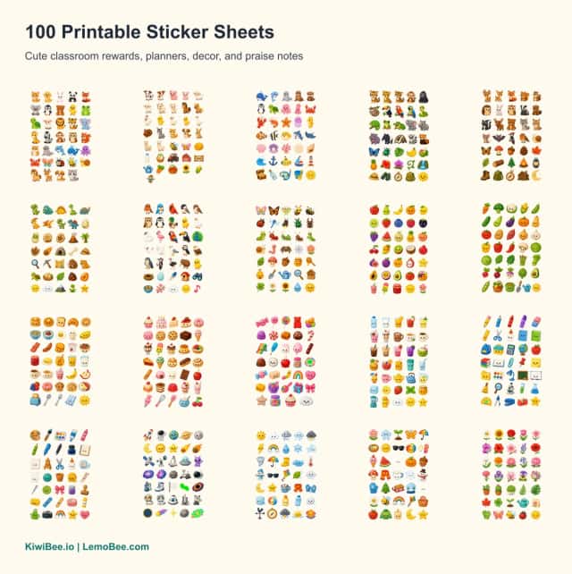 Cute Classroom Sticker Mega Pack - 100 Printable Sticker Sheets