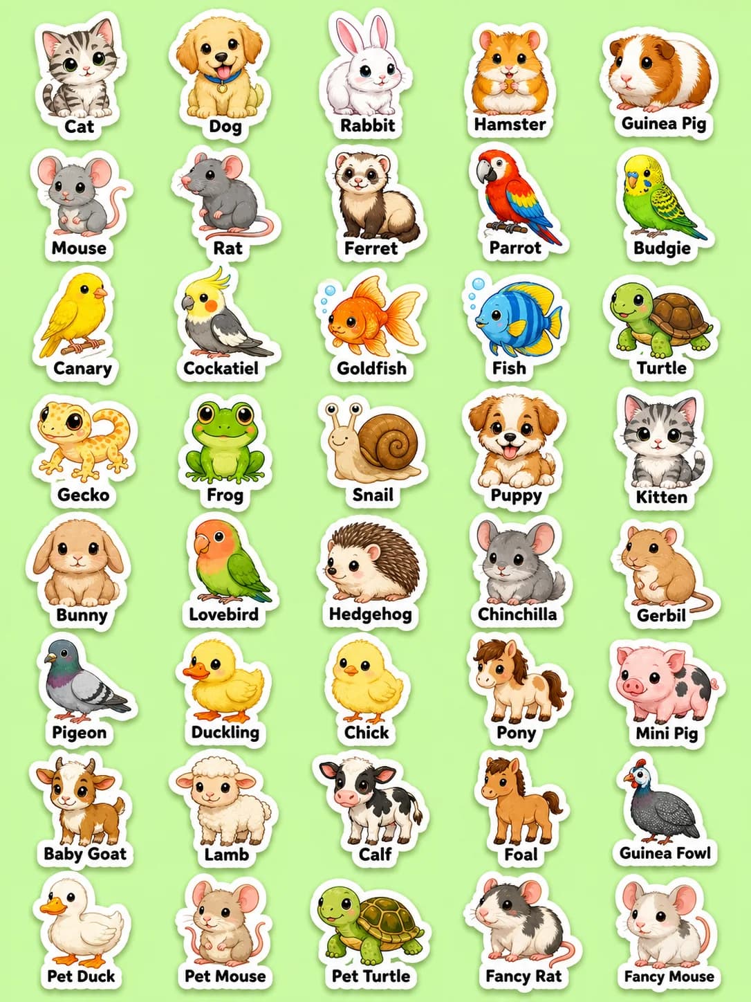 Animals Printable Sticker Sheet - Set 2